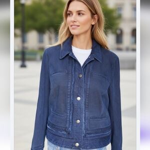 Etcetera Fringed Denim Women's Blue Jacket. Sz.8.